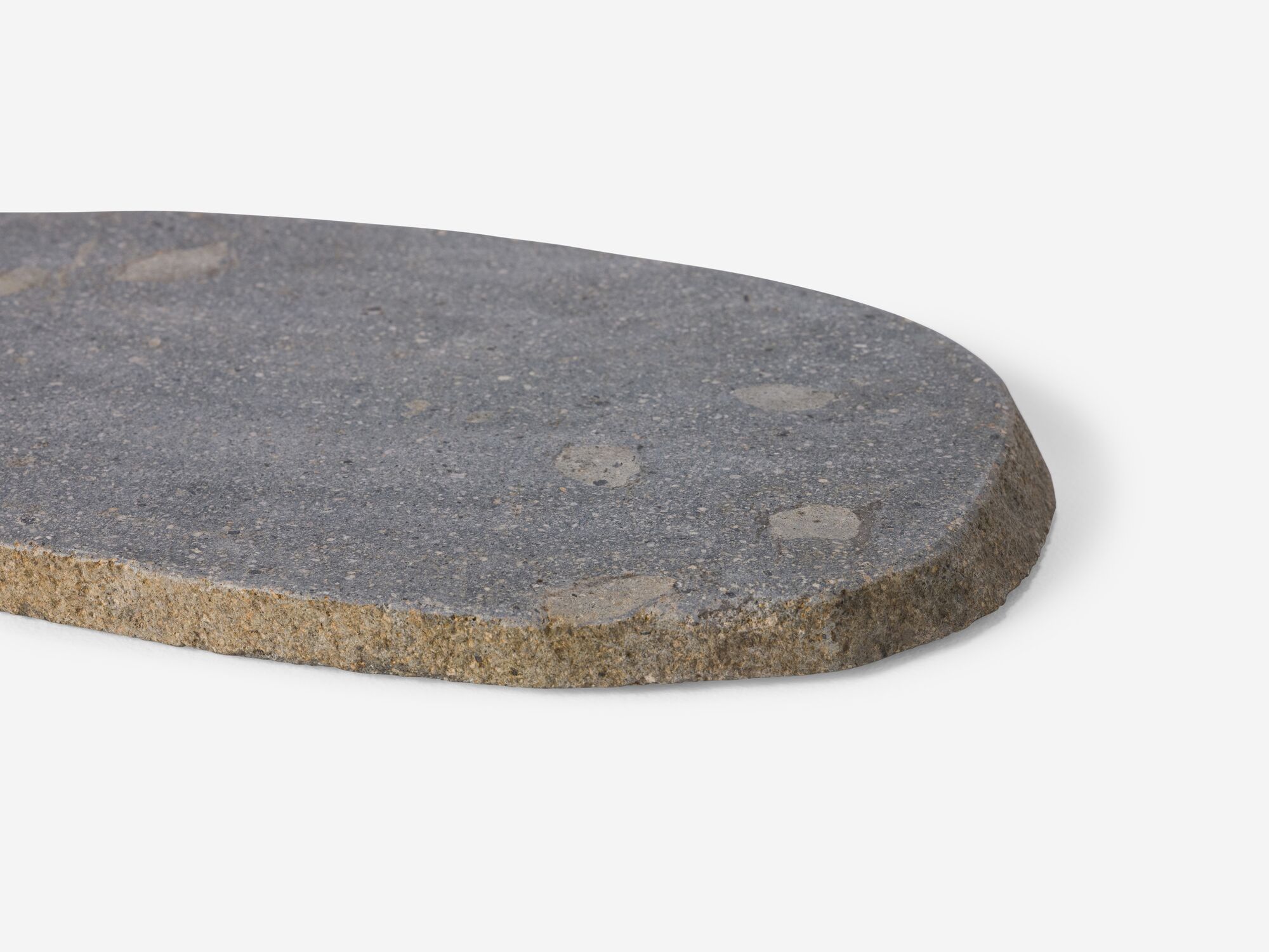 Large natural stone platter right detail view